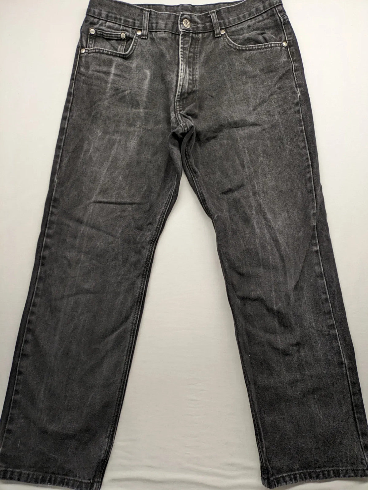 Manguun straight jeans black grey washed denim 5-pocket design regular fit