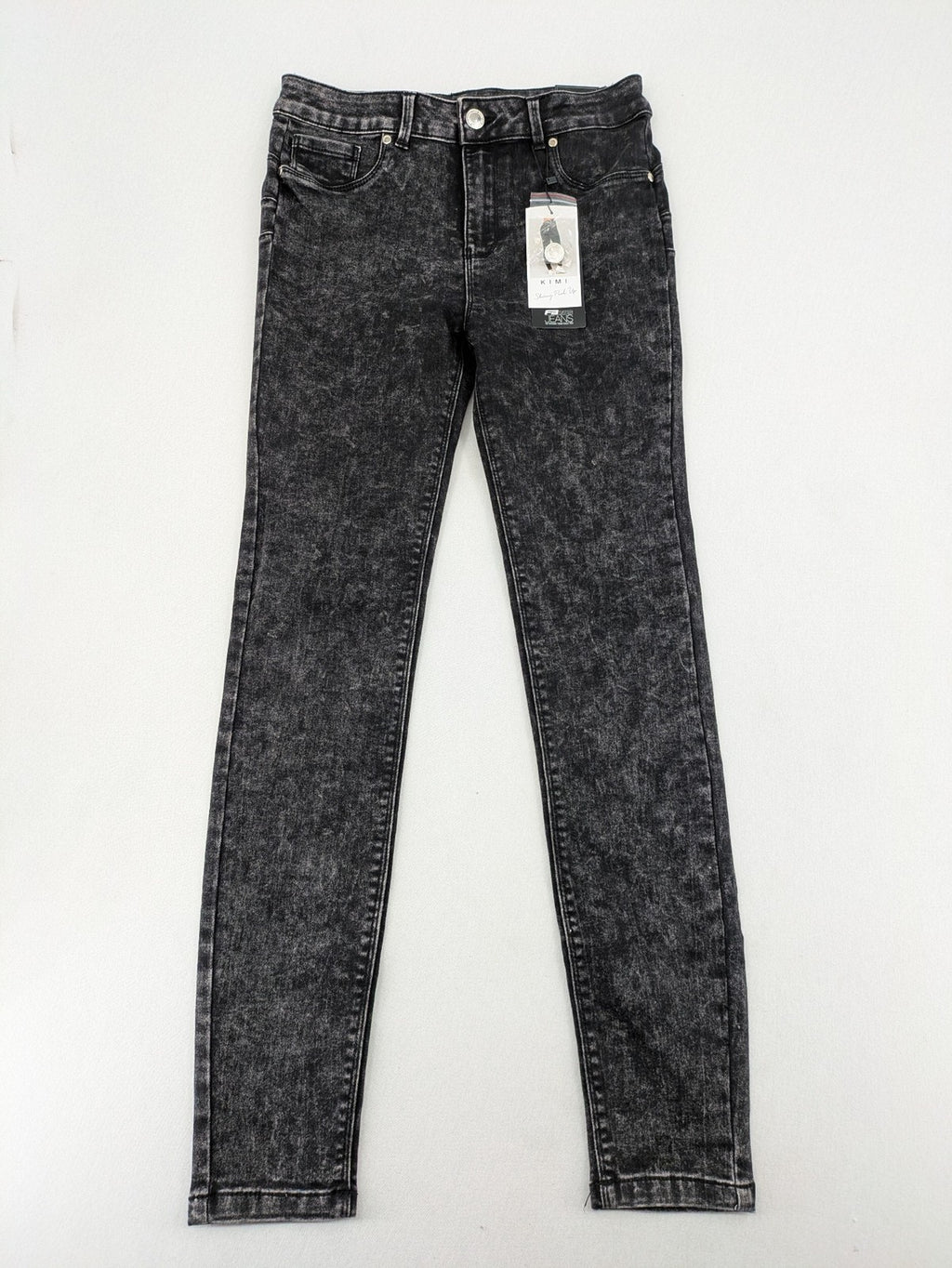 FB Sister skinny jeans black acid wash stretch denim with push-up design.