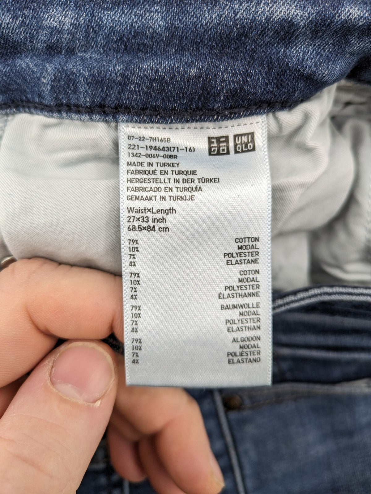 UNIQLO blue skinny jeans mid-rise 5-pocket design cotton stretch denim