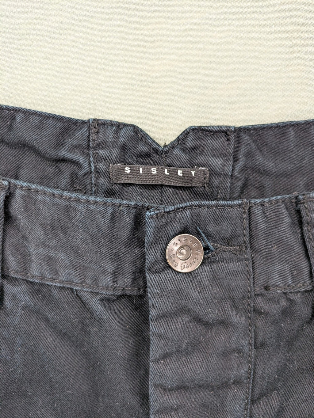Sisley grey chino pants straight fit button fly classic style cotton material