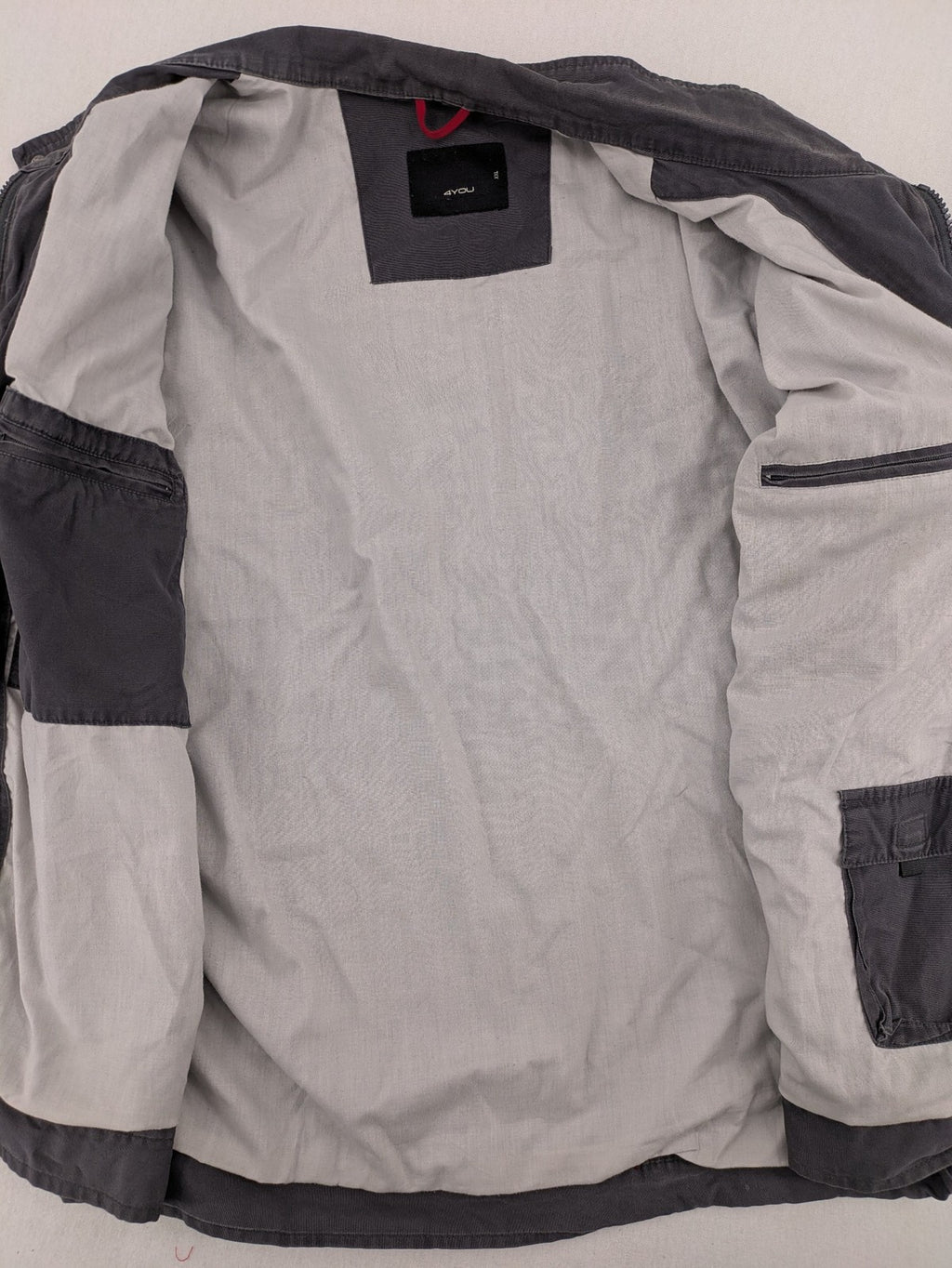 4YOU grey jacket size XXL cotton with stand-up collar and zipper closure.
