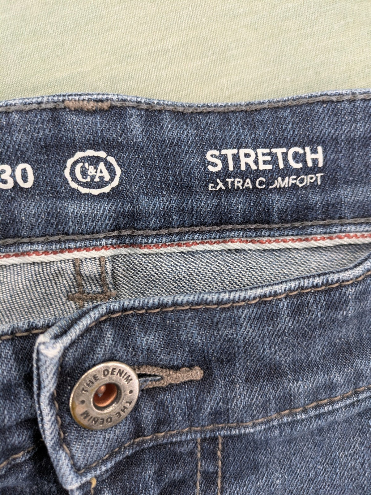 C&A blue straight jeans with classic 5-pocket design and stretch denim material.