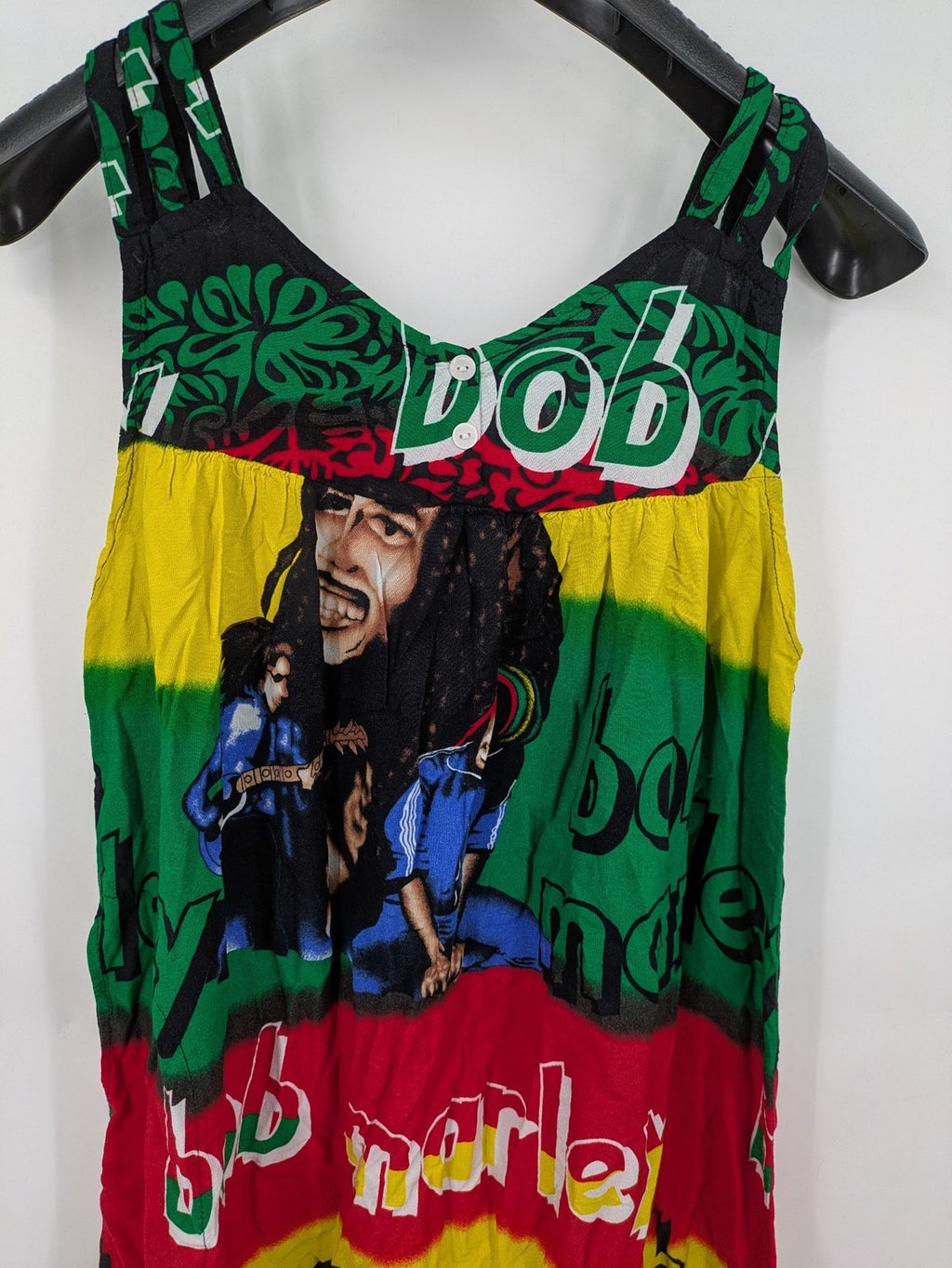 Bob Marley multi dress all-over print Rasta colors iconic graphics lightweight viscose