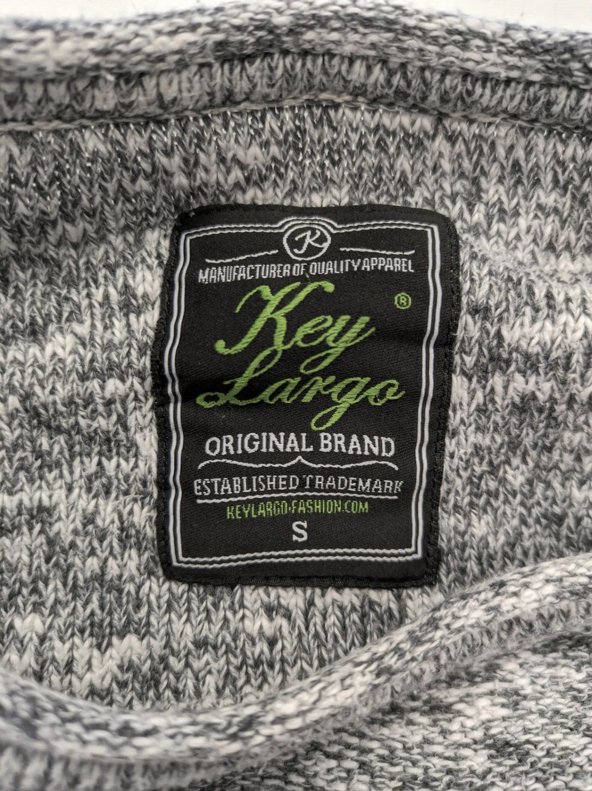 Key Largo grey turtle neck jumper with blue accents and chest pocket, cotton blend.