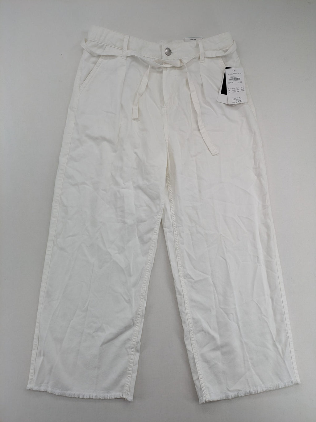 Page One white culotte pants high waist wide leg breathable linen blend with matching belt