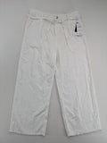 Page One white culotte pants high waist wide leg breathable linen blend with matching belt