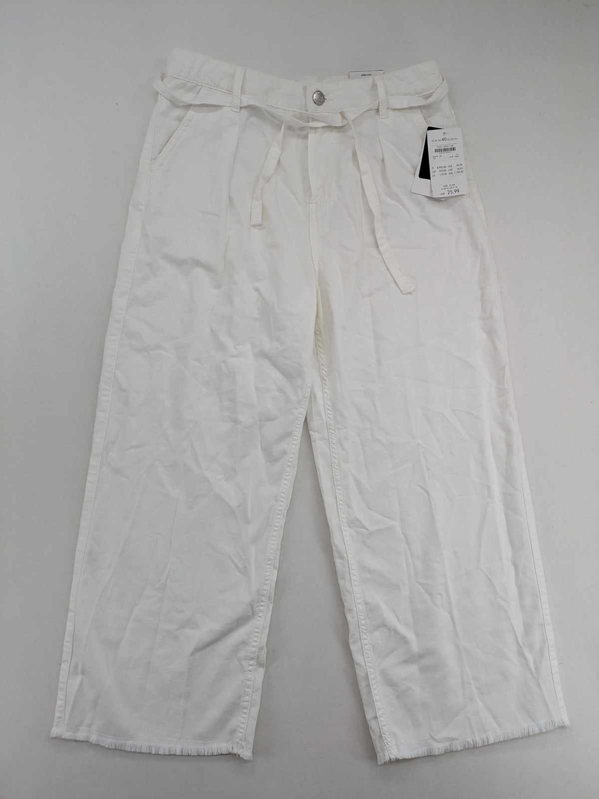 Page One white culotte pants high waist wide leg breathable linen blend with matching belt