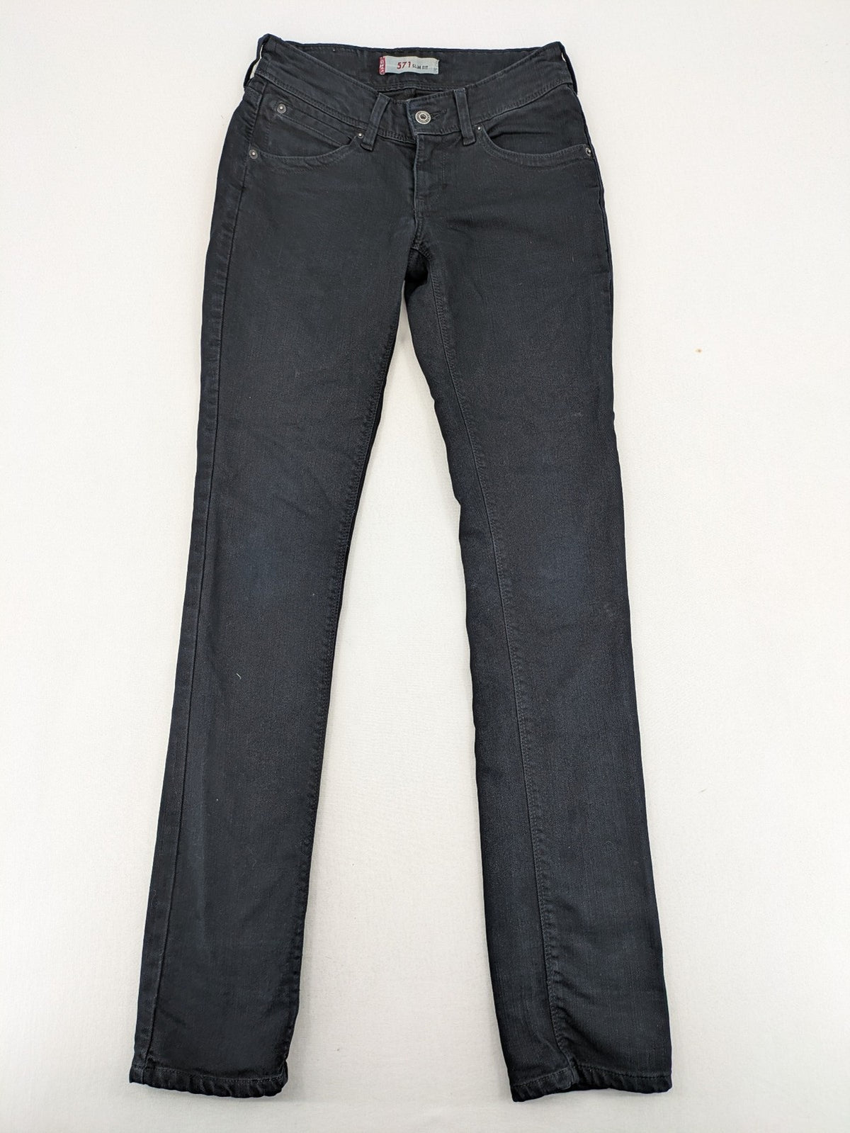 Levi's black slim fit jeans with classic 5-pocket design and zipper fly.