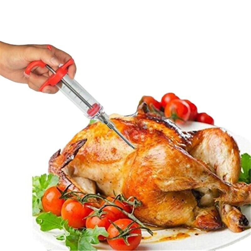 Bratenspritze white stainless steel marinade injector with durable design and precise needle.