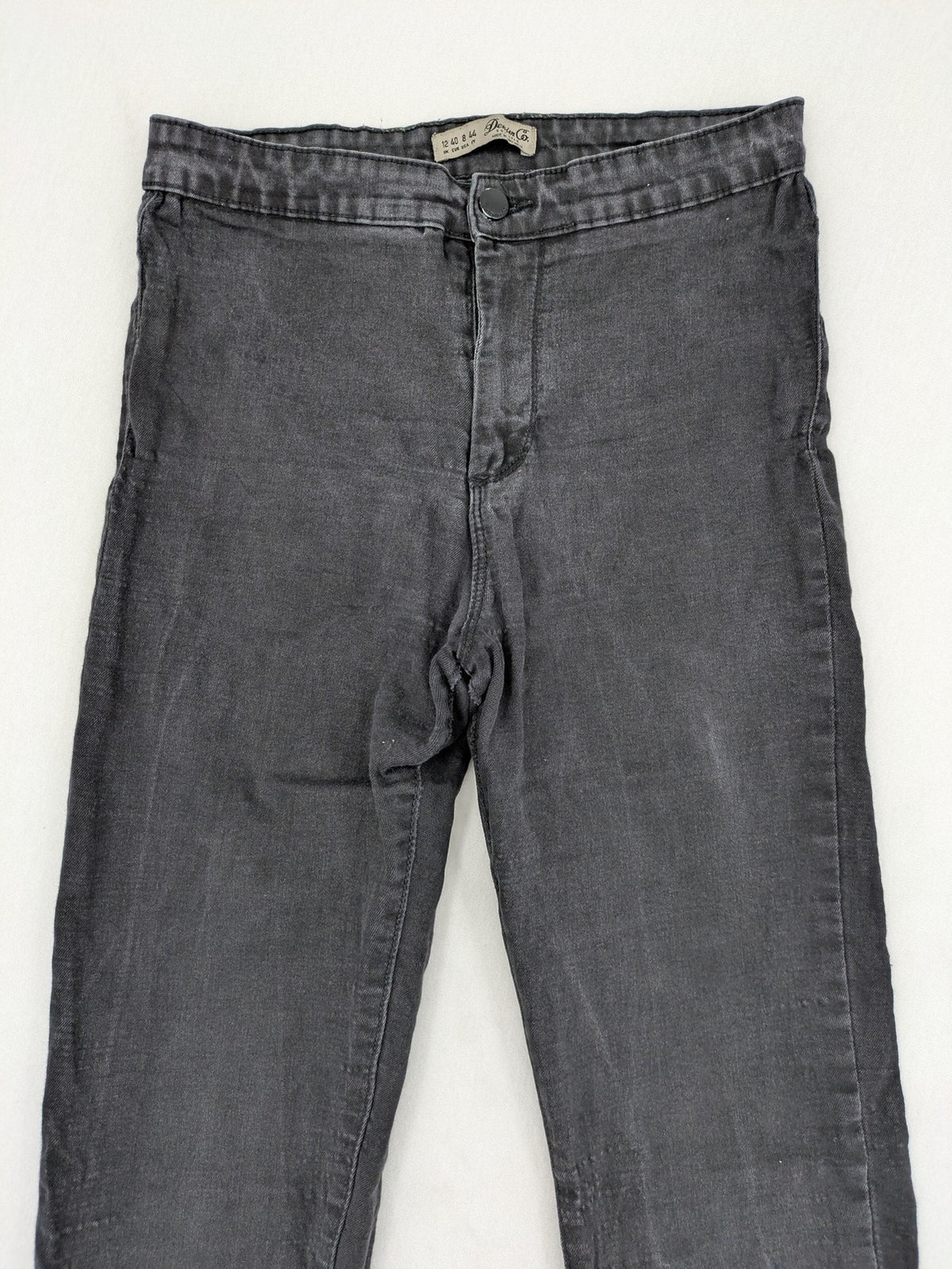 Denim & Co. black skinny jeans high waist stretch denim with washed finish.