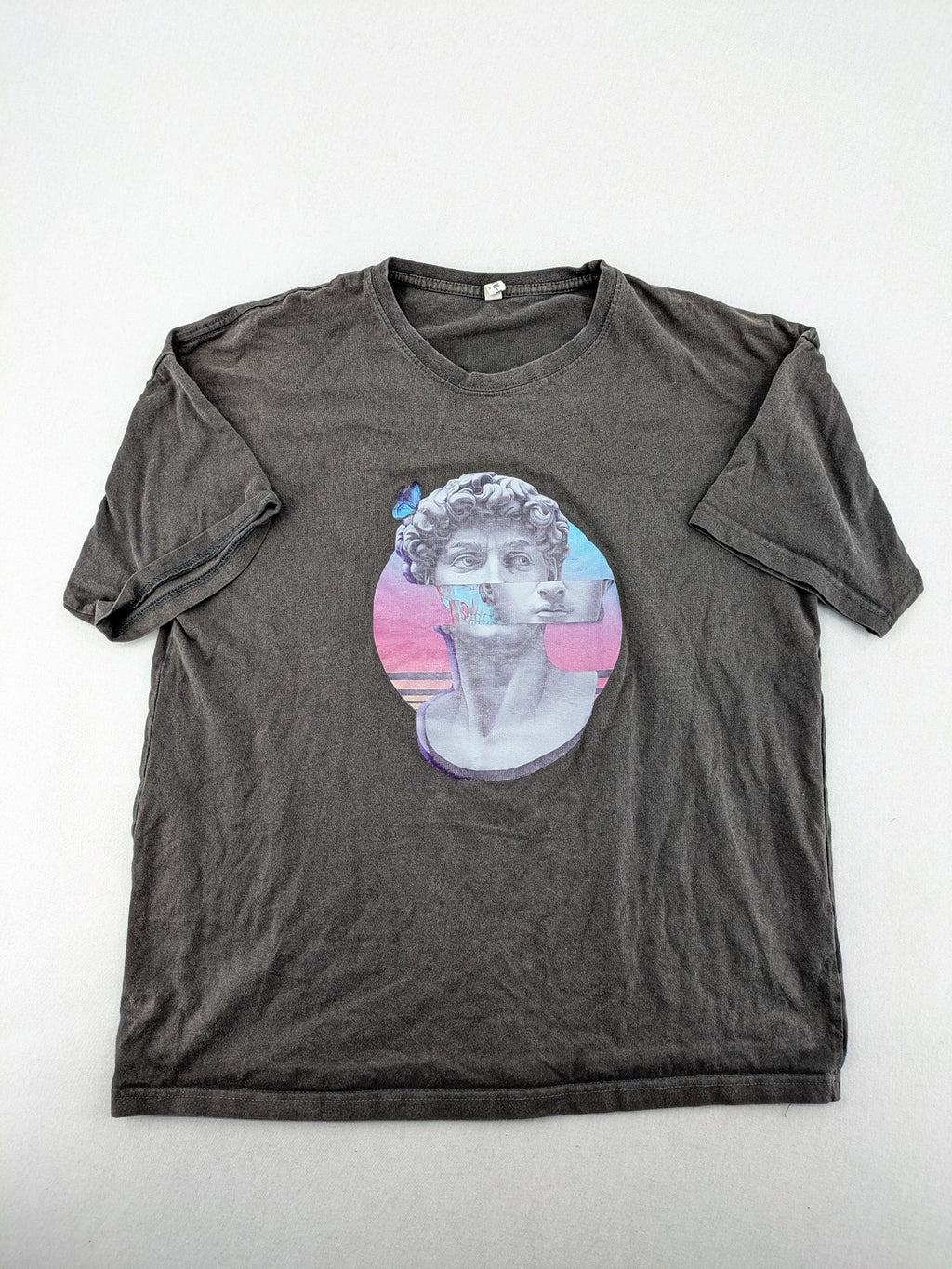 SUCK-MY multi long sleeve t-shirt featuring Michelangelo's David in Vaporwave graphic print.