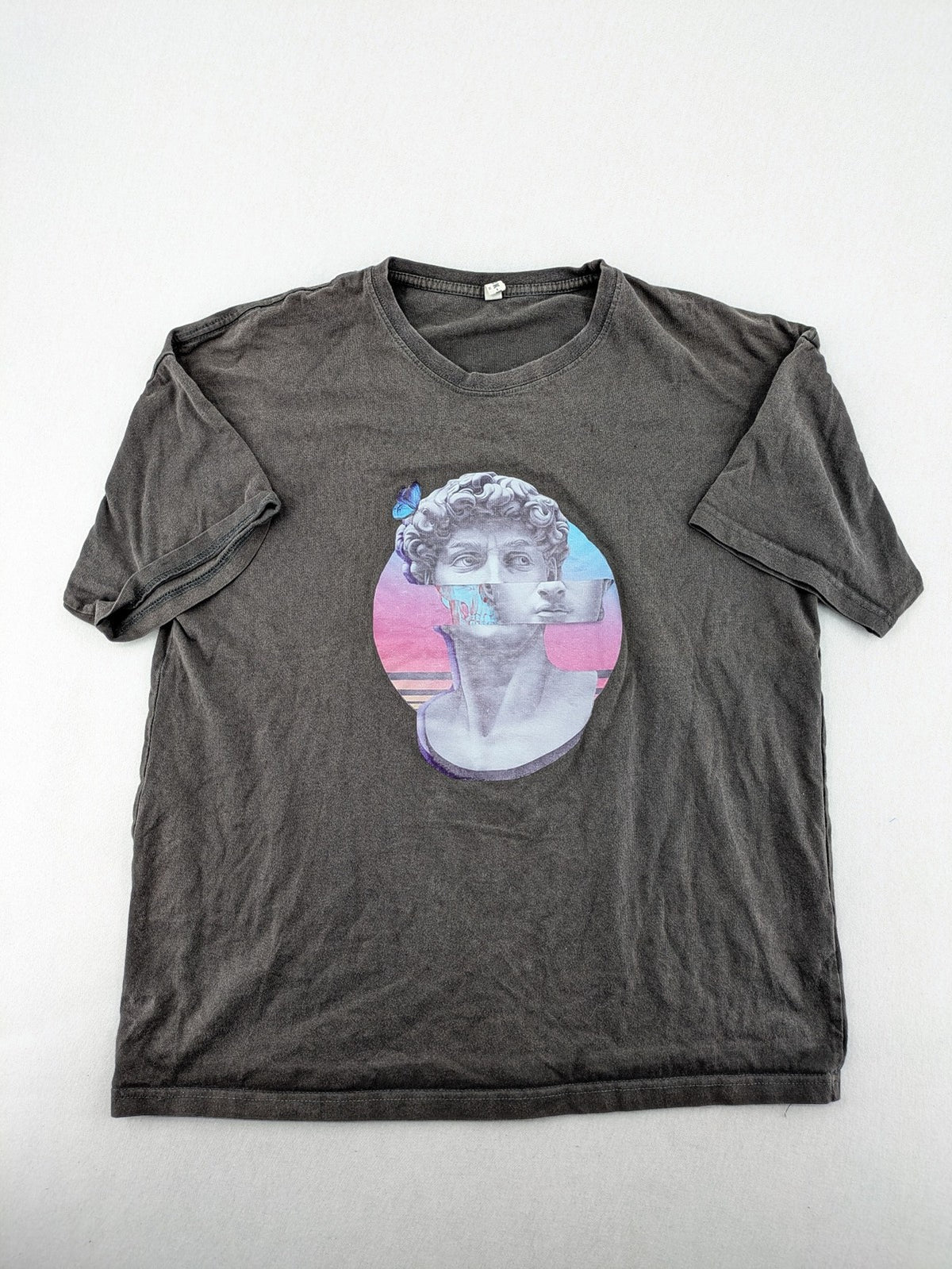 SUCK-MY multi long sleeve t-shirt featuring Michelangelo's David in Vaporwave graphic print.
