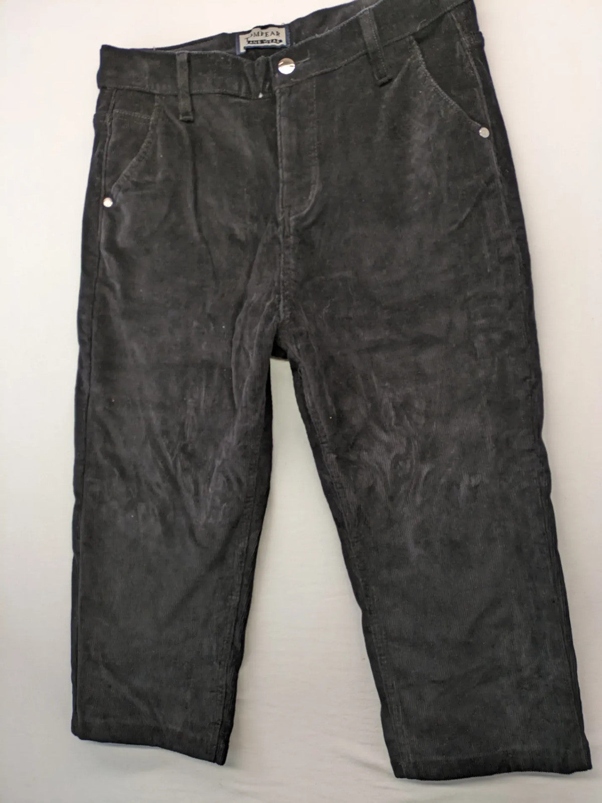 Tomfear black straight fit cord jeans, classic five-pocket design, soft corduroy material.
