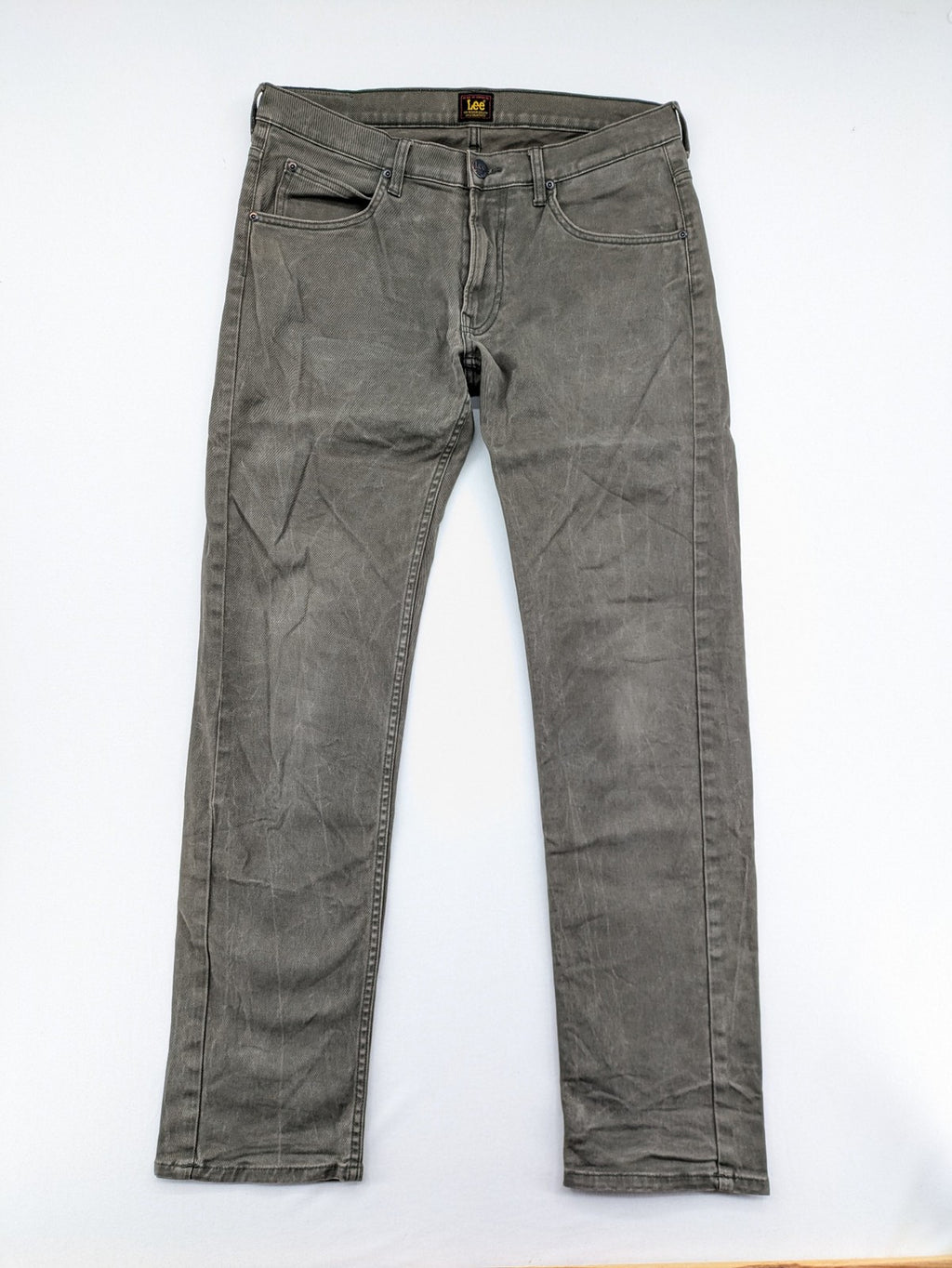 Lee straight jeans grey cotton-stretch fabric with classic design and zip fly.