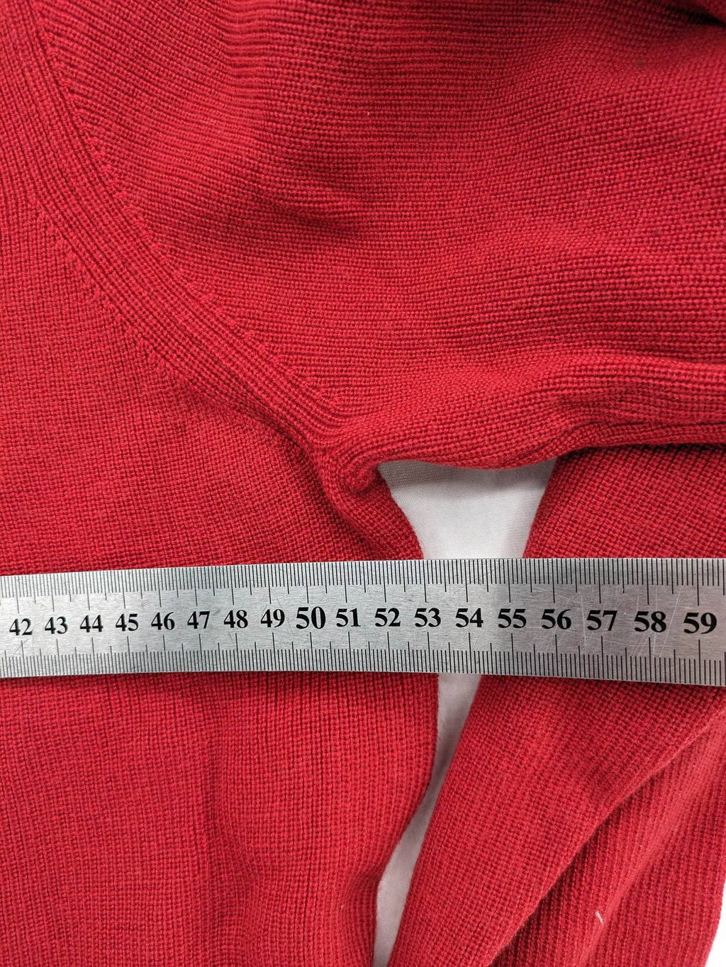 BRAX red turtle neck jumper V-neck design made from merino wool and cotton blend.