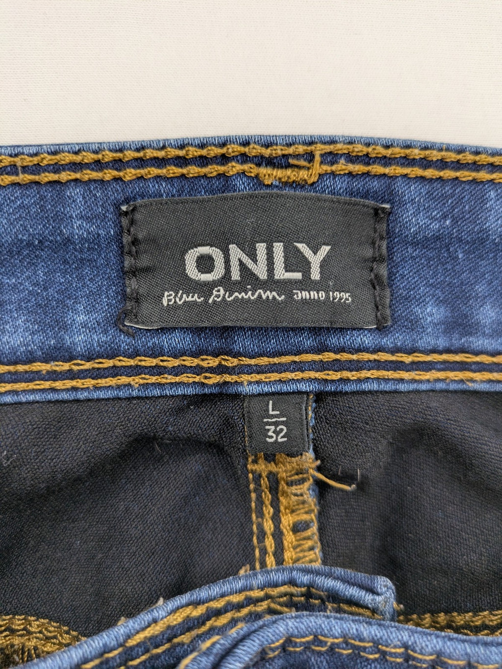 ONLY blue straight jeans classic 5-pocket design dark wash cotton slim fit