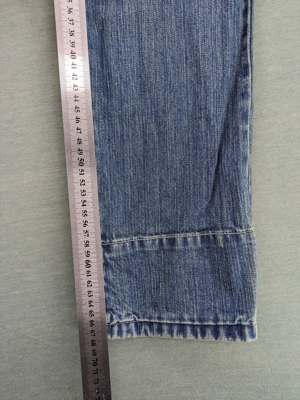 Stefanel blue straight jeans with cuffed hem and classic 5-pocket design.