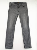 Lee straight jeans grey 5-pocket design with subtle branding on back pocket.
