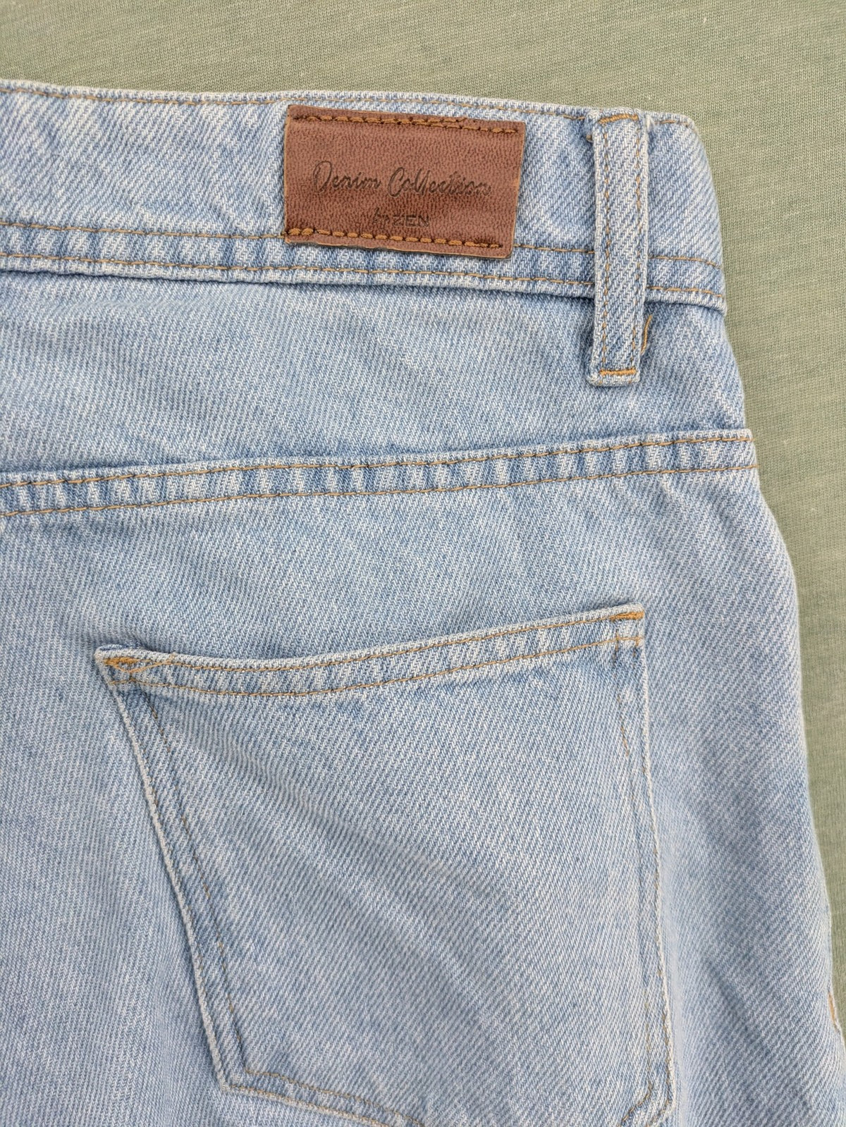 Zen blue straight jeans high rise classic stone wash 100% cotton