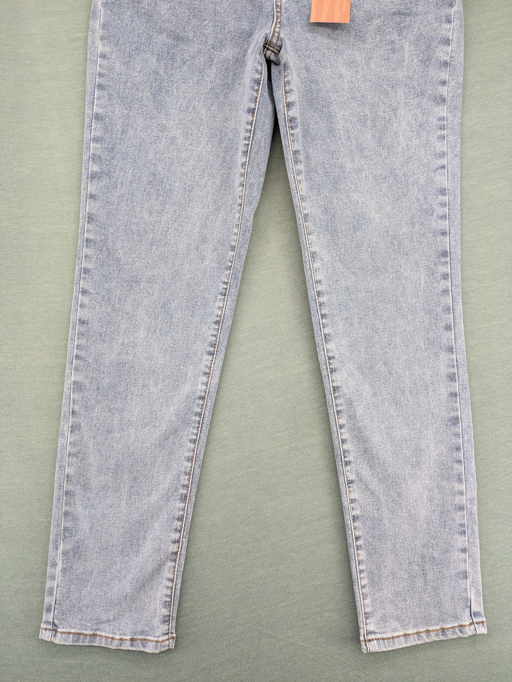 SHEIN blue straight jeans high waist with unique lacing details and stylish design.