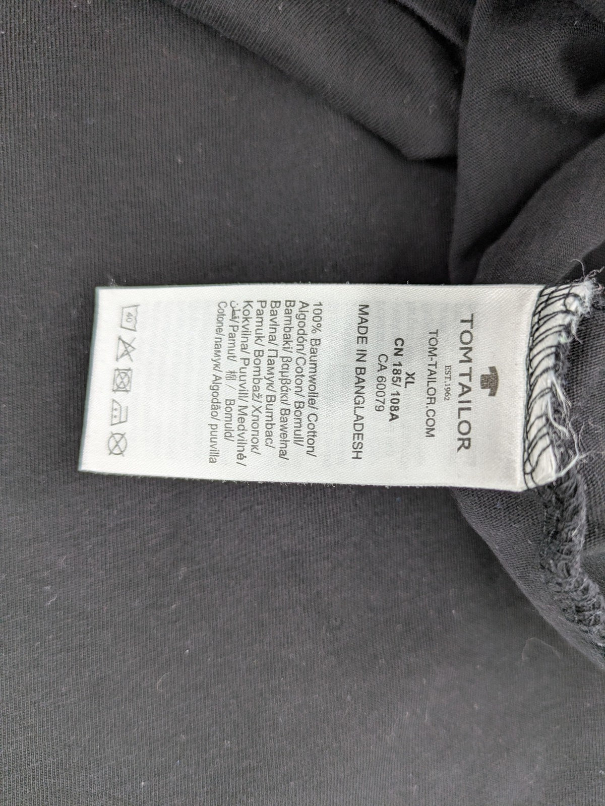 Tom Tailor black T-shirt with Germany eagle crest and flag colors, 100% cotton.