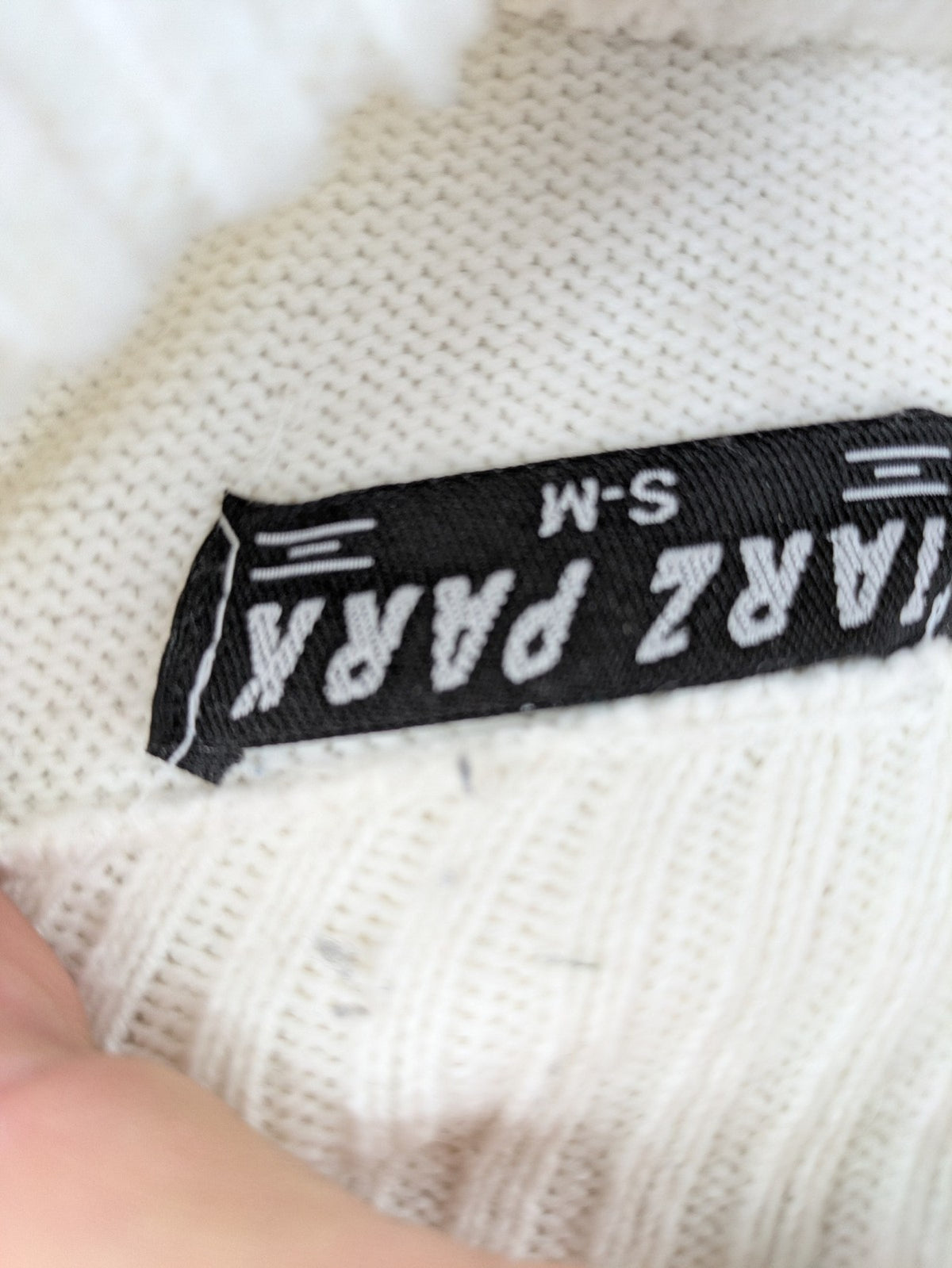 Parz Park white turtle neck jumper with ribbed collar and cuffs, soft acrylic material.
