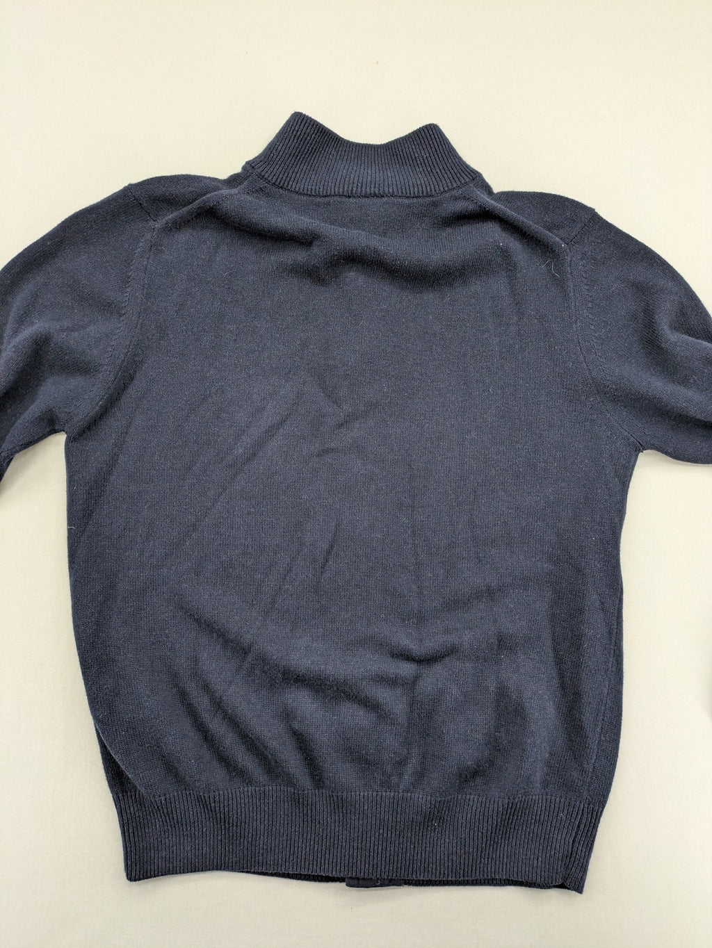McGregor blue cardigan with elbow patches, button front, subtle logo, cotton-wool blend.