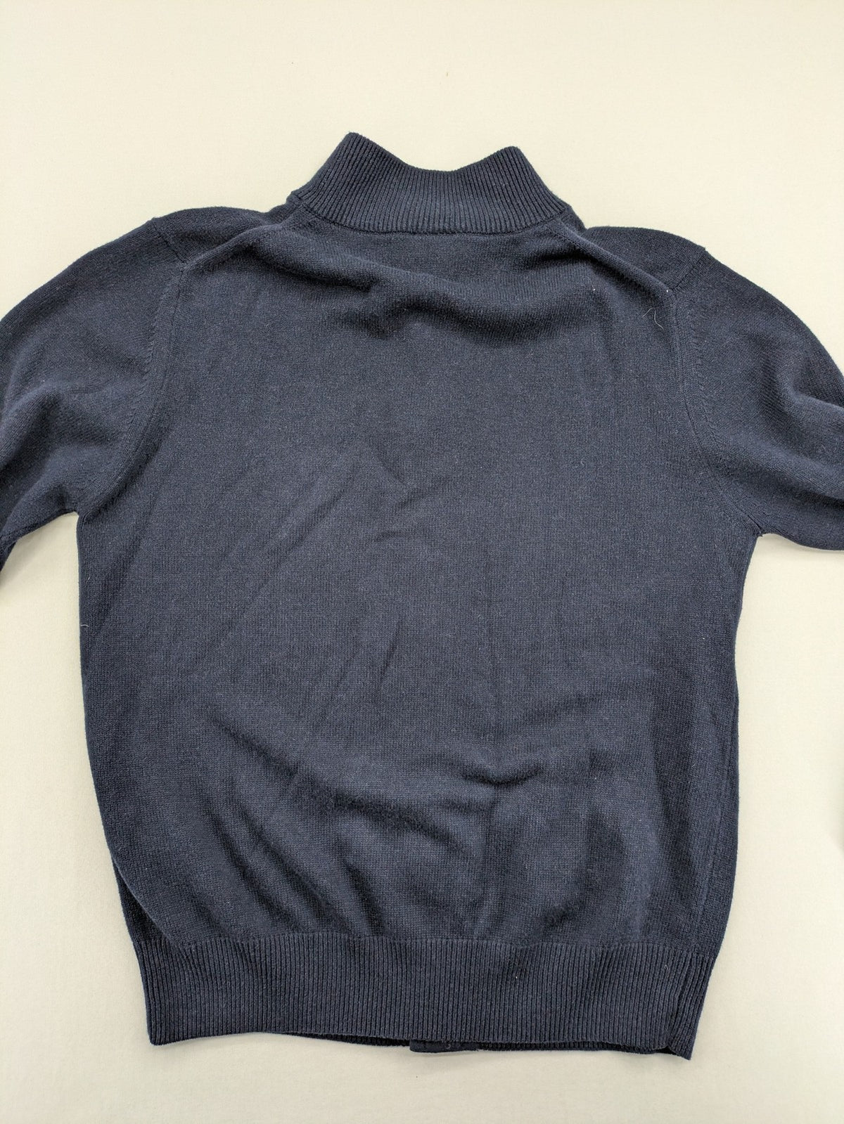 McGregor blue cardigan with elbow patches, button front, subtle logo, cotton-wool blend.