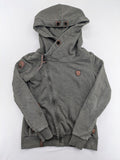Naketano grey hoodie jacket asymmetrical zipper high collar soft cotton-polyester blend