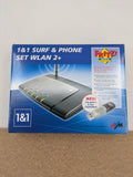 AVM VoIP gateway router blue with integrated DSL modem and phone system features.