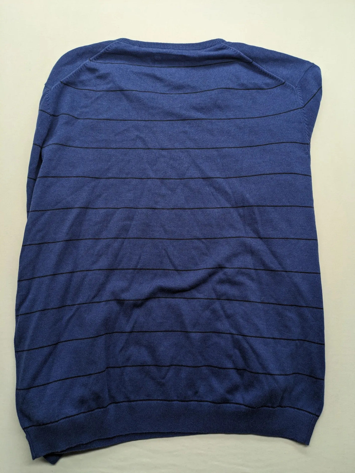 Angelo Litrico blue and navy striped turtle neck jumper with V-neck and cotton material.