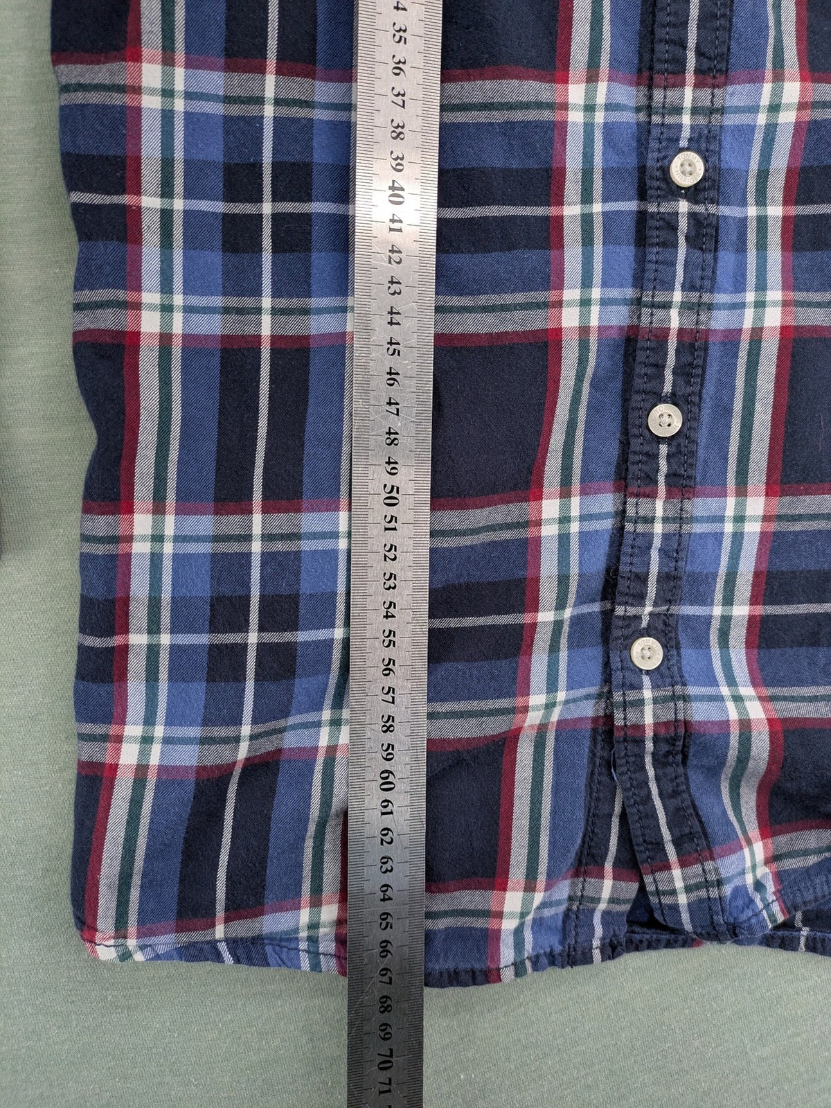 Tommy Hilfiger long-sleeve shirt multi-colored check pattern with embroidered logo tag.