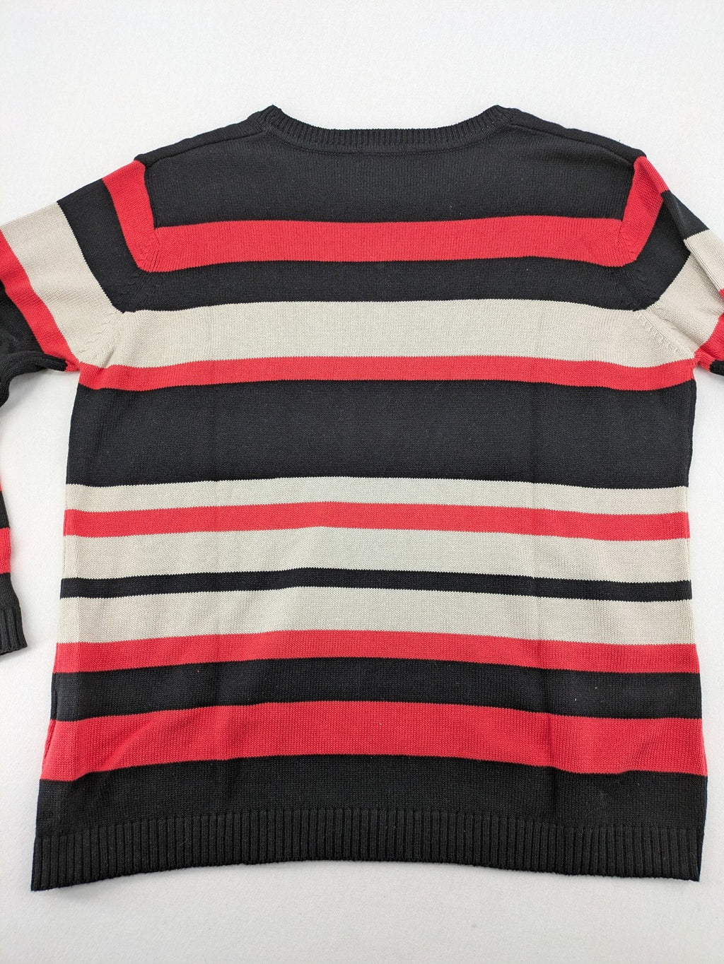 Fabiani turtle neck jumper multi striped pattern black red grey cotton blend