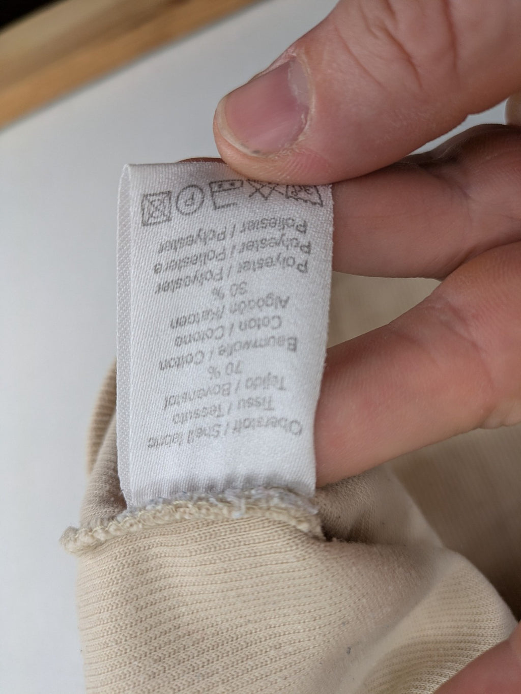 s.Oliver beige turtle neck jumper with ribbed texture and embroidered logo on chest
