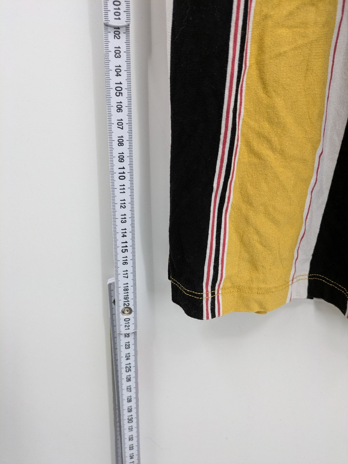 Bershka multi jumpsuit vertical striped pattern yellow, black, white, knot detail, cut-out waist.