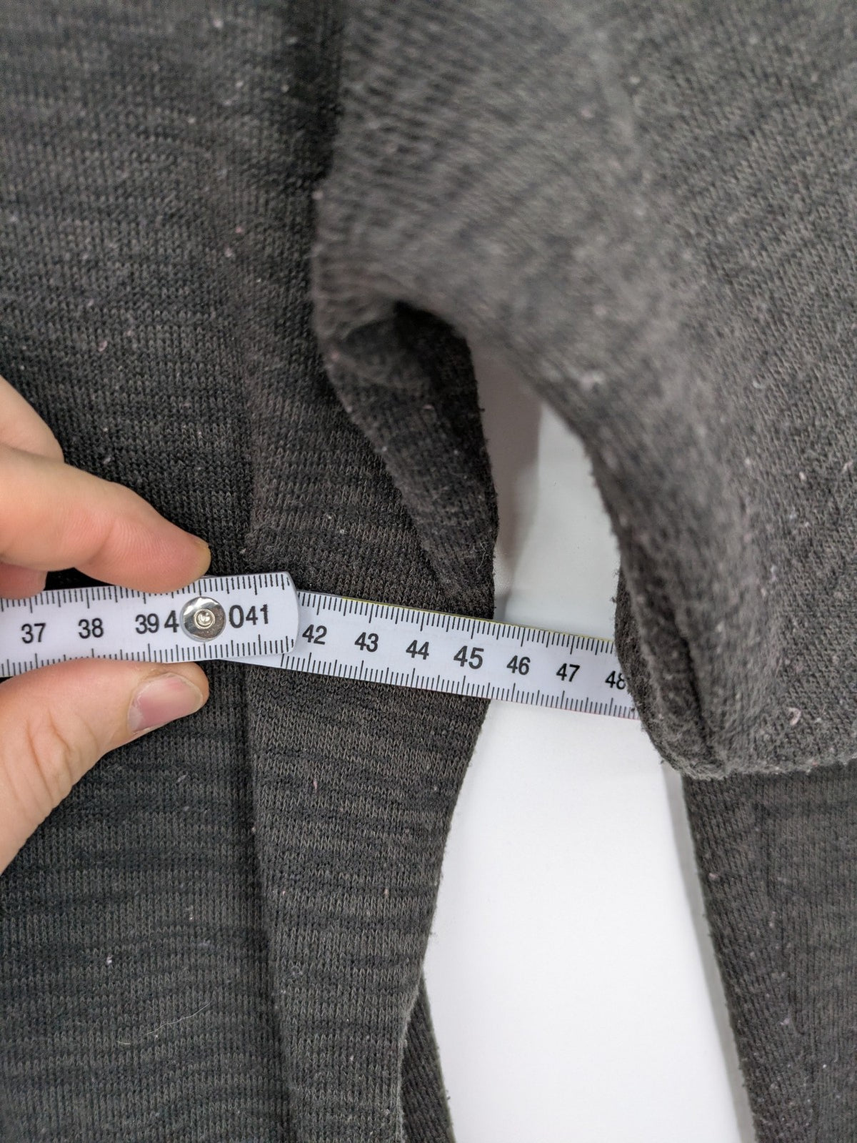 Vero Moda grey midi dress with long sleeves, standing collar, and side slits.