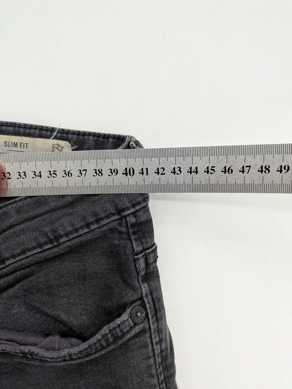 Only & Sons grey slim fit jeans with ripped details and open hem, stretch denim.