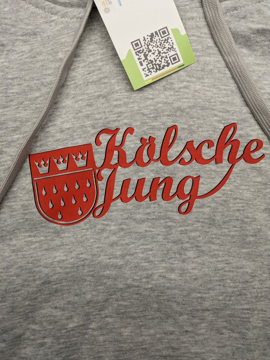 Herren multi turtle neck jumper grey "Kölsche Jung" print, soft cotton-polyester blend.