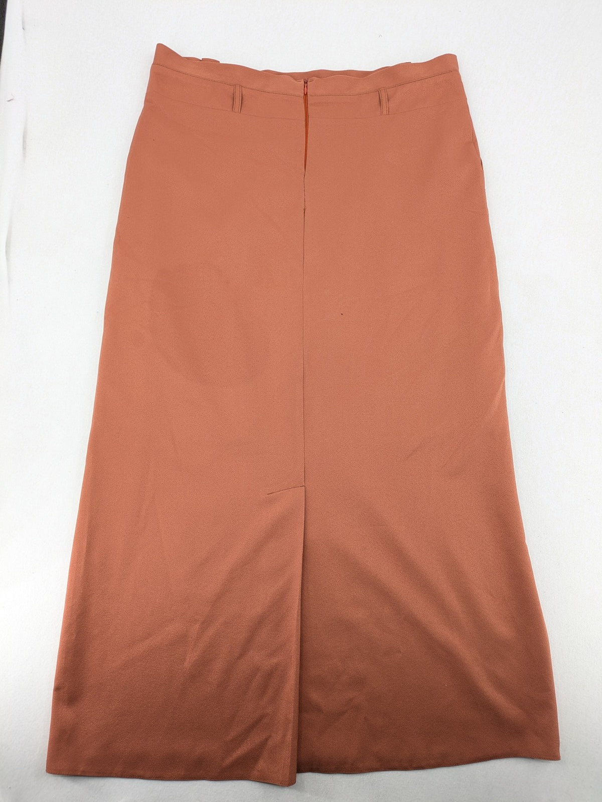 Moda orange long skirt A-line cut with front button placket and belt loops.