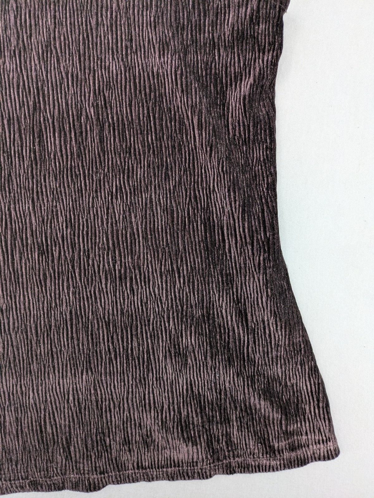 MNG purple A-line dress with standing collar, crinkle velvet texture.