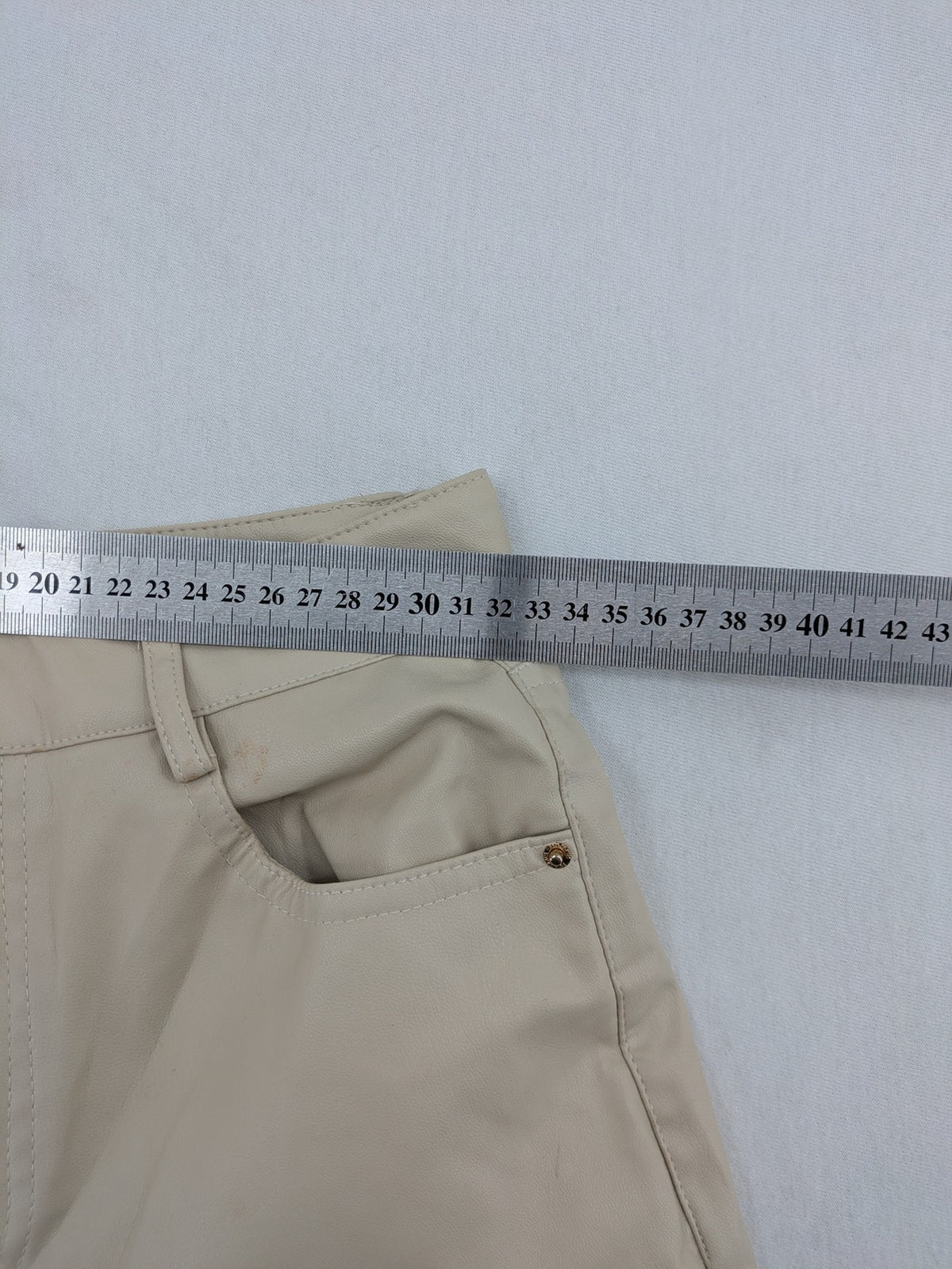 Zara beige faux leather pants high waist straight leg classic design smooth material