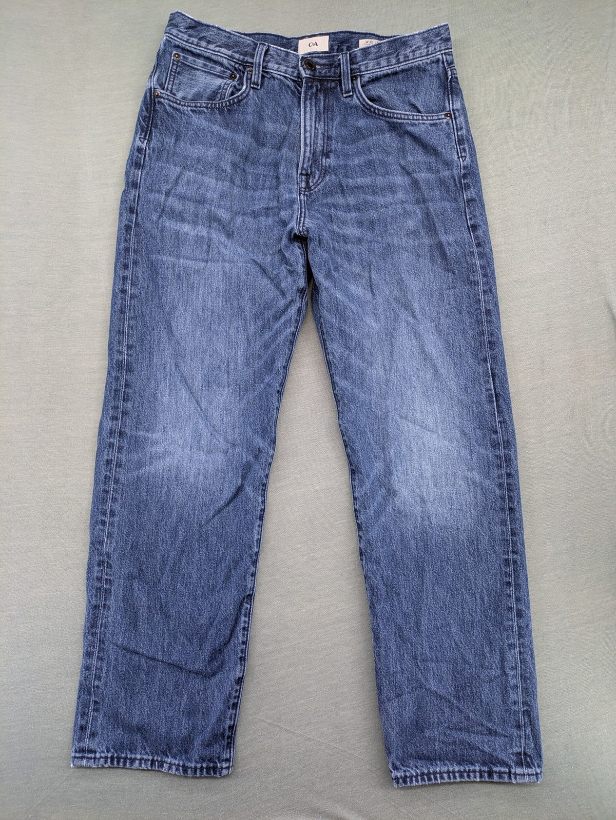C&A blue straight jeans relaxed fit classic 5-pocket style washed denim look