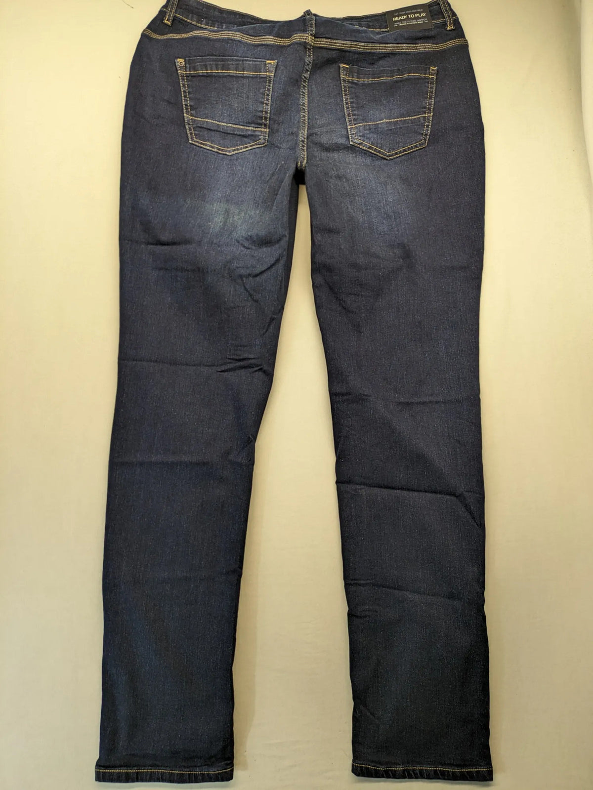 Cecil blue straight jeans with decorative inner waistband pattern and classic 5-pocket design.