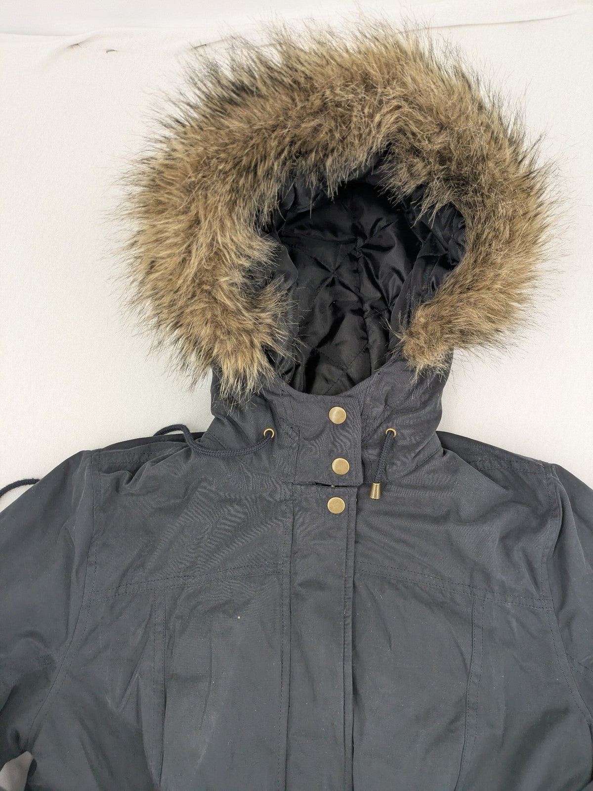 bpc bonprix collection black parka with teddy fleece lining and faux fur hood