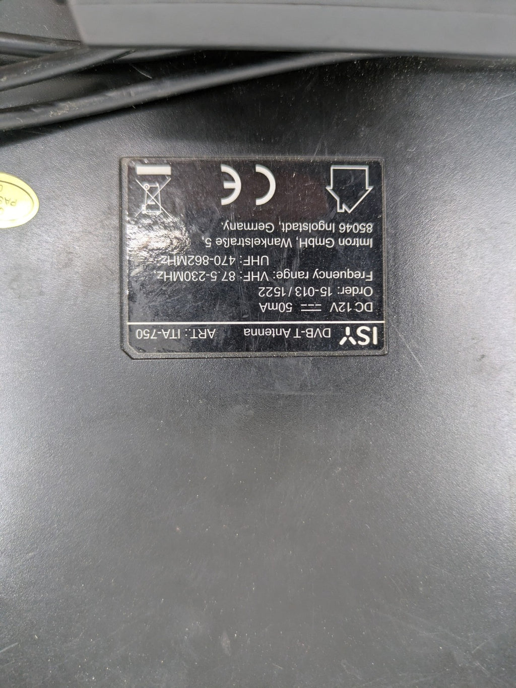 Strong satellite receiver black with logo, HDMI and SCART ports, complete antenna set.
