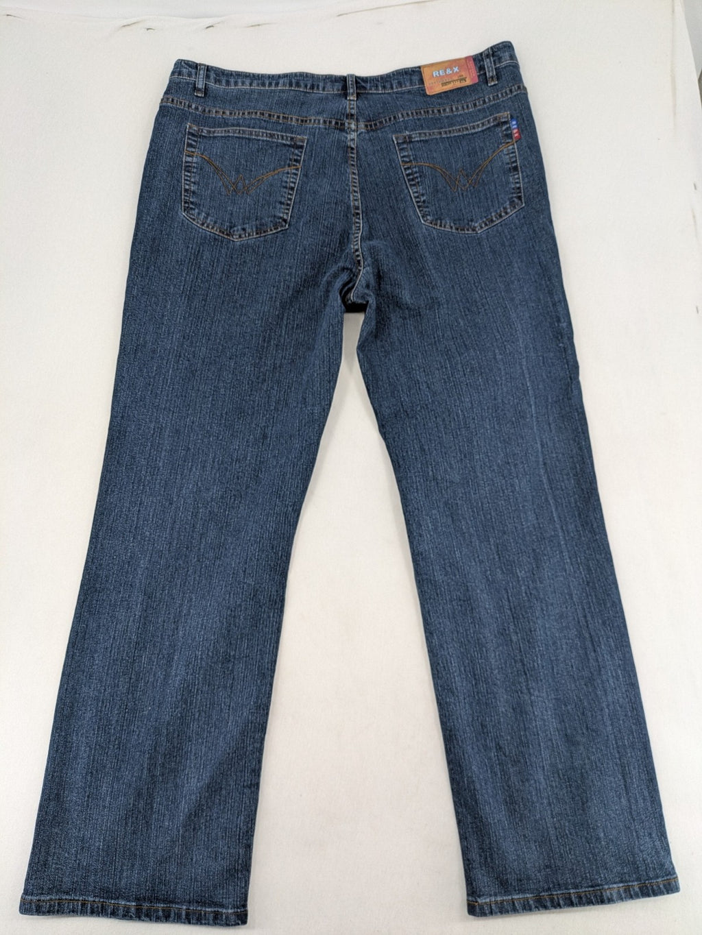 RE&X blue straight jeans medium wash 5-pocket design with stretch denim material