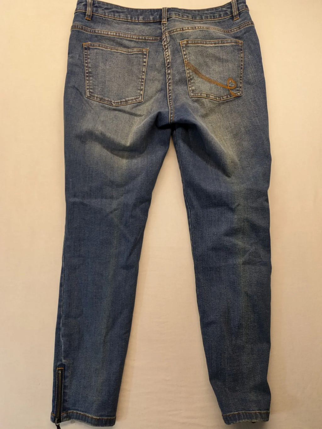Blue Motion blue straight jeans slim fit with ankle zippers and stretchy material
