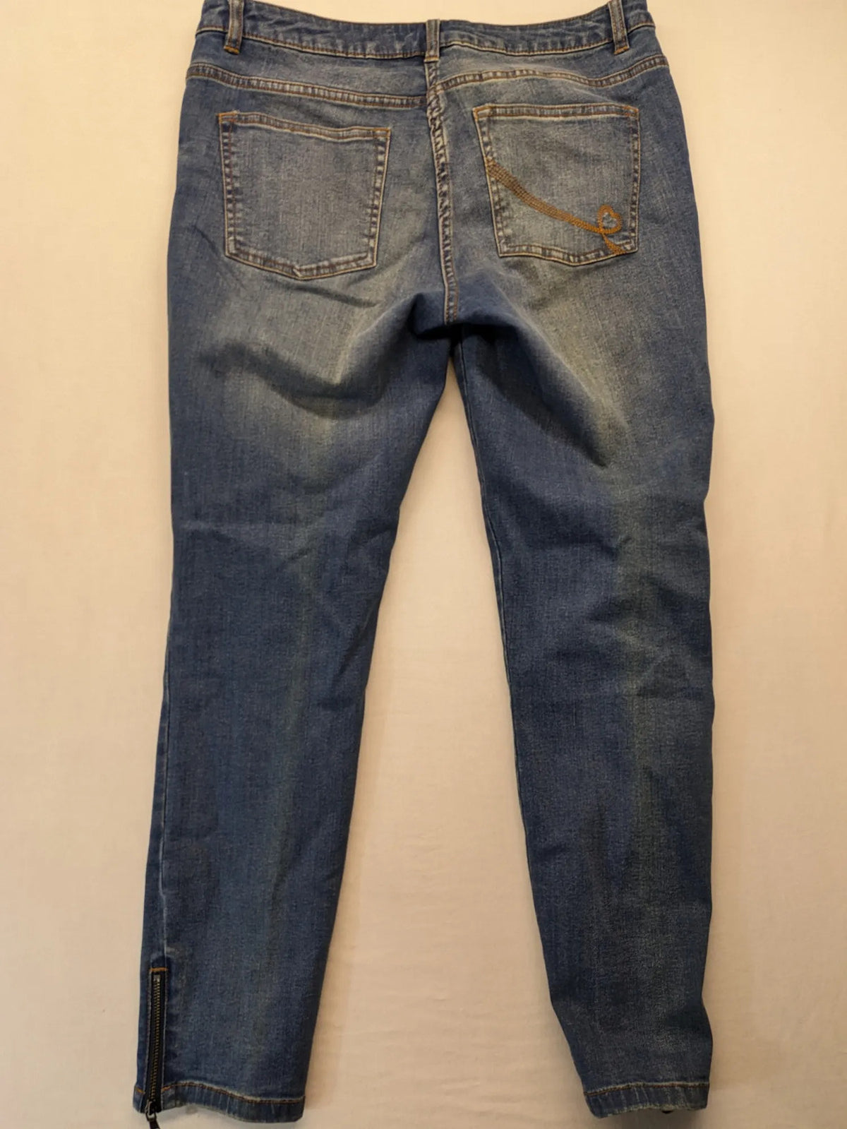 Blue Motion blue straight jeans slim fit with ankle zippers and stretchy material