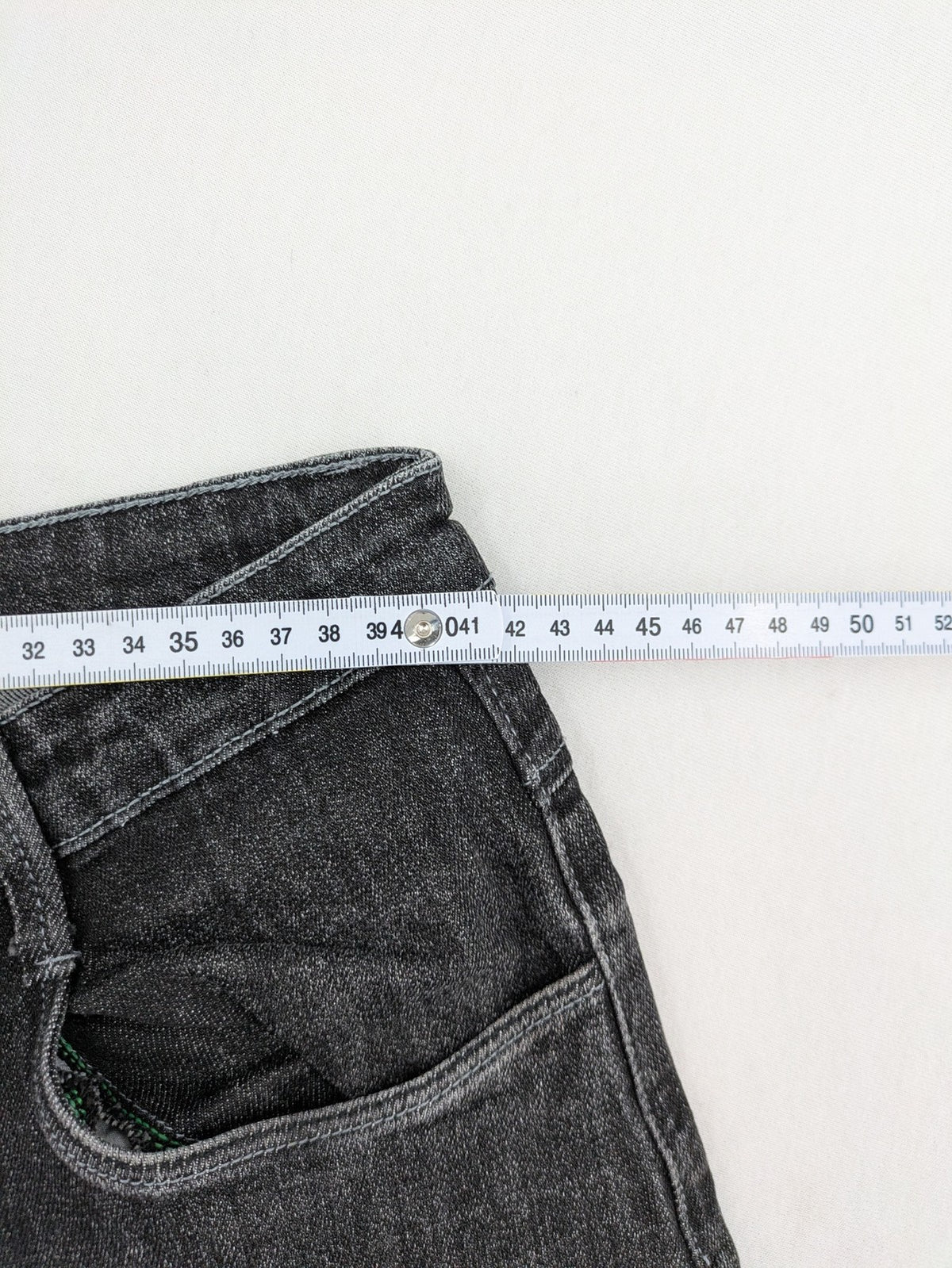 Denim straight jeans black grey washed stretch cotton 5-pocket design with logo details