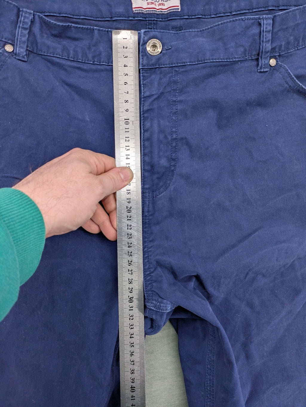 U.S. Polo Assn. navy chino pants classic 5-pocket design with subtle logo stitching